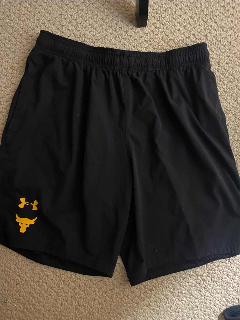 Under Armour Men’s Black Training Shorts with Yellow Logos
